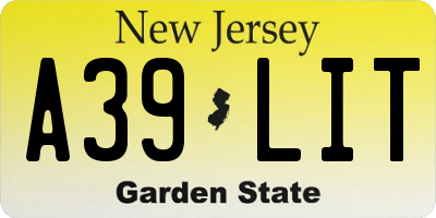 NJ license plate A39LIT