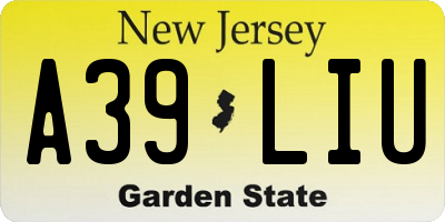 NJ license plate A39LIU