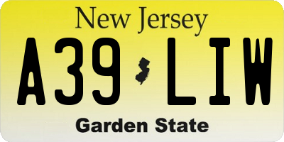 NJ license plate A39LIW