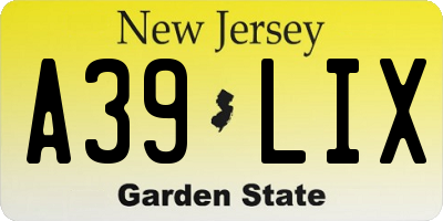 NJ license plate A39LIX