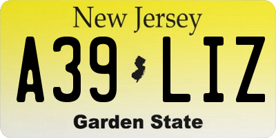 NJ license plate A39LIZ