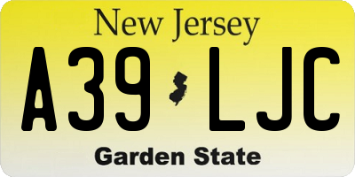 NJ license plate A39LJC