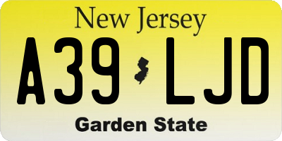 NJ license plate A39LJD