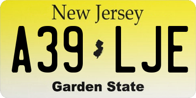 NJ license plate A39LJE