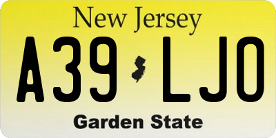 NJ license plate A39LJO