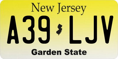 NJ license plate A39LJV