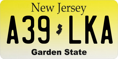 NJ license plate A39LKA