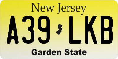 NJ license plate A39LKB