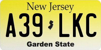 NJ license plate A39LKC