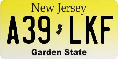 NJ license plate A39LKF
