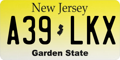 NJ license plate A39LKX