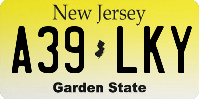 NJ license plate A39LKY