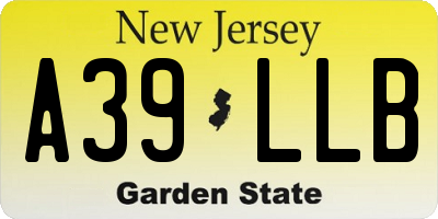 NJ license plate A39LLB