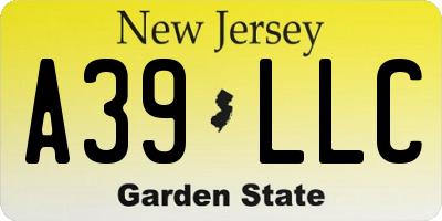 NJ license plate A39LLC