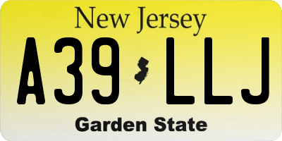 NJ license plate A39LLJ
