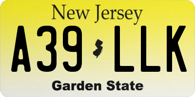 NJ license plate A39LLK
