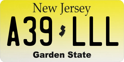 NJ license plate A39LLL
