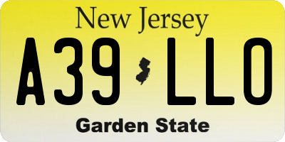 NJ license plate A39LLO