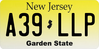 NJ license plate A39LLP