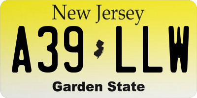 NJ license plate A39LLW