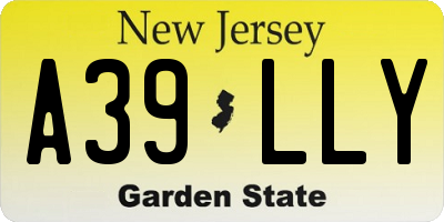 NJ license plate A39LLY