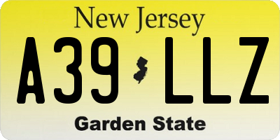 NJ license plate A39LLZ