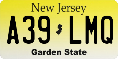 NJ license plate A39LMQ