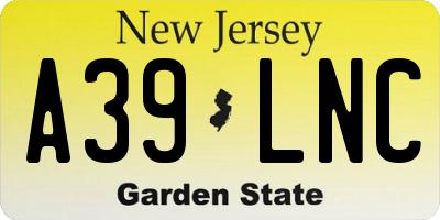 NJ license plate A39LNC