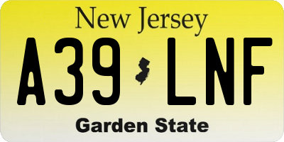 NJ license plate A39LNF