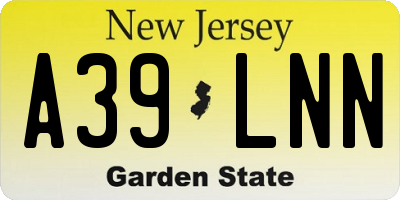 NJ license plate A39LNN