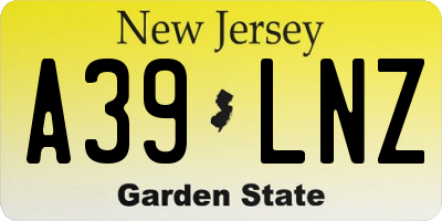 NJ license plate A39LNZ
