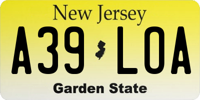 NJ license plate A39LOA