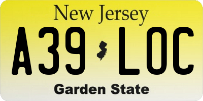 NJ license plate A39LOC