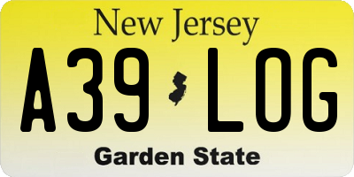 NJ license plate A39LOG