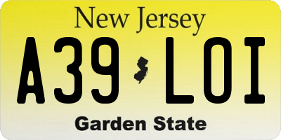 NJ license plate A39LOI