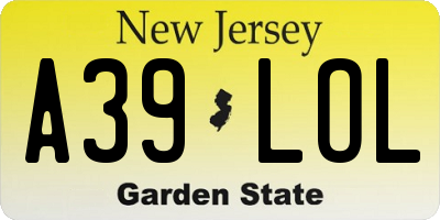 NJ license plate A39LOL