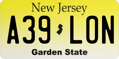 NJ license plate A39LON