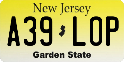 NJ license plate A39LOP