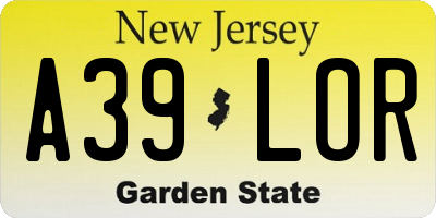 NJ license plate A39LOR