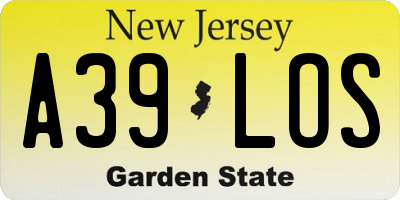NJ license plate A39LOS