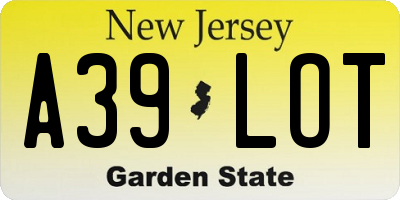 NJ license plate A39LOT