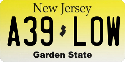 NJ license plate A39LOW