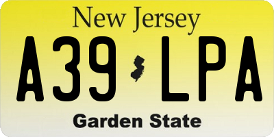 NJ license plate A39LPA