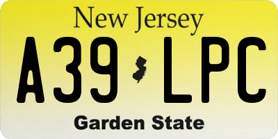 NJ license plate A39LPC