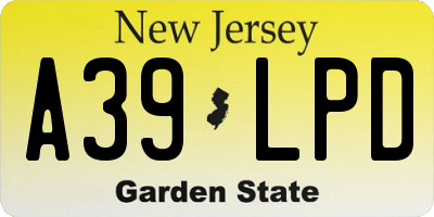 NJ license plate A39LPD