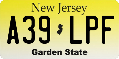 NJ license plate A39LPF