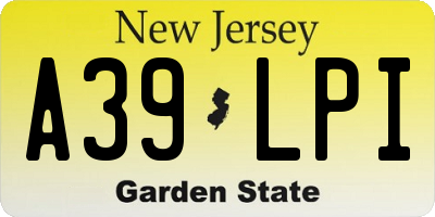 NJ license plate A39LPI