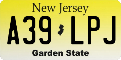 NJ license plate A39LPJ