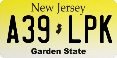 NJ license plate A39LPK