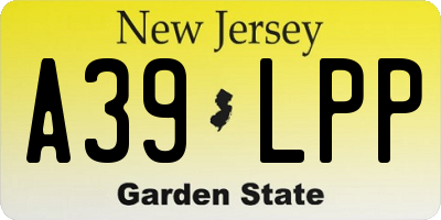 NJ license plate A39LPP